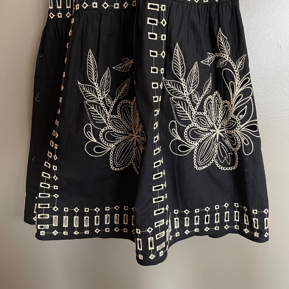 NWT Rails Fawn Dress XXS Black Ivory Embroidered Floral Cotton Tiered Maxi Chic - Picture 14 of 16